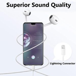 2 Pack Wired Earbuds/iPhone Headphones Wired/Earphones with Lightning Connector [MFi Certified] with Microphone and Volume Control Compatible with iPhone 14/13/12/11/X/8/7-Support All iOS