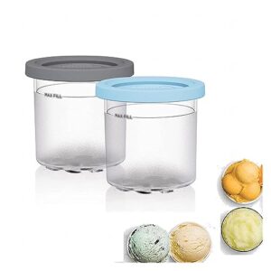 evanem 2/4/6pcs creami deluxe pints, for creami ninja,16 oz pint frozen dessert containers dishwasher safe,leak proof compatible nc301 nc300 nc299amz series ice cream maker,gray+blue-6pcs