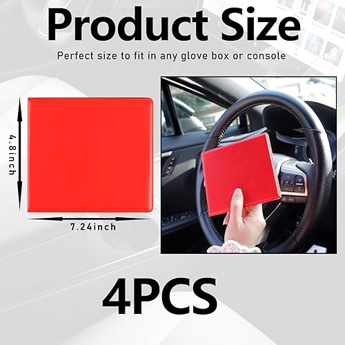 Kewucn 4 Pack Car Registration Insurance Holder, 10.55''×4.8'' Essential Auto Card Glove Box Organizer with Closure, Vehicle Interior Accessories Perfect for Most Car, Truck, SUV(Red)