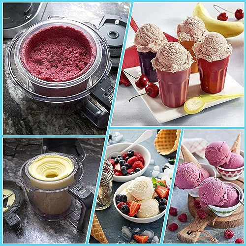 EVANEM 2/4/6PCS Creami Pint Containers, for Ninja Creami Deluxe,16 OZ Creami Deluxe Reusable,Leaf-Proof for NC301 NC300 NC299AM Series Ice Cream Maker,Pink+Gray-6PCS