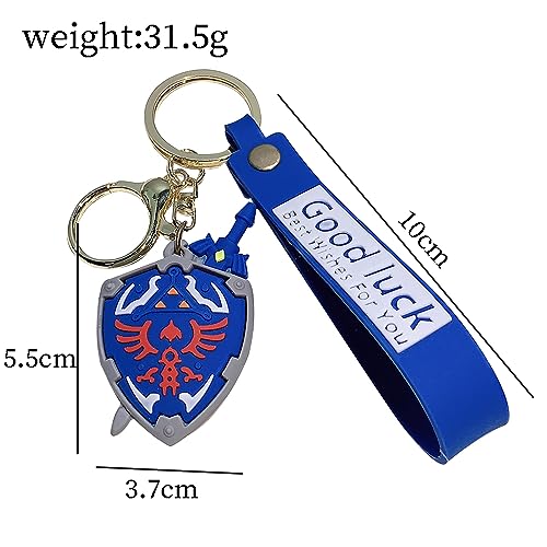 Zelda Gaming Collectible PVC Keychain - Link Zelda Skyward Shield Keyring with Metal Clasp (Shield)