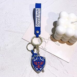 Zelda Gaming Collectible PVC Keychain - Link Zelda Skyward Shield Keyring with Metal Clasp (Shield)