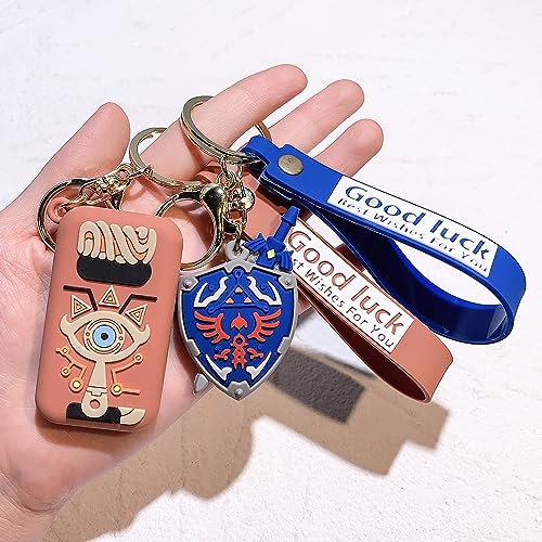 Zelda Gaming Collectible PVC Keychain - Link Zelda Skyward Shield Keyring with Metal Clasp (Shield)