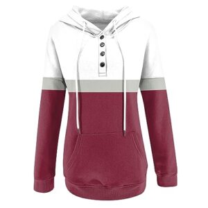 Crewneck Sweatshirt Women, Women's Fall Fashion 2023 Fleece Jacket Women Womans Sweatshirts Large Women's Casual Long Sleeved Top Printed Round Neck Hoodie Plus Size Sudaderas Para (M, Wine)