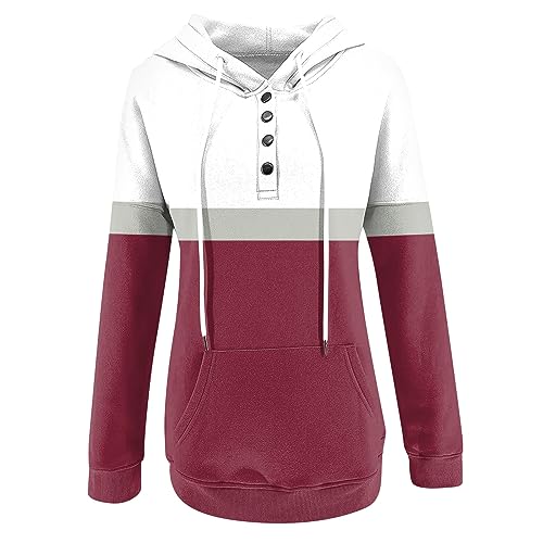 Crewneck Sweatshirt Women, Women's Fall Fashion 2023 Fleece Jacket Women Womans Sweatshirts Large Women's Casual Long Sleeved Top Printed Round Neck Hoodie Plus Size Sudaderas Para (M, Wine)