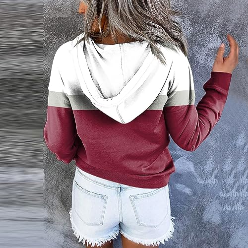 Crewneck Sweatshirt Women, Women's Fall Fashion 2023 Fleece Jacket Women Womans Sweatshirts Large Women's Casual Long Sleeved Top Printed Round Neck Hoodie Plus Size Sudaderas Para (M, Wine)