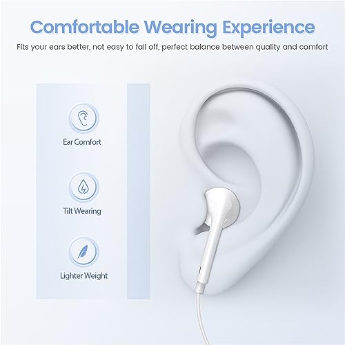 2 Pack Earbuds with 3.5mm Plug Wired Headphones/Earphones Built-in Microphone & Volume Control Compatible with iPhone,iPad,iPod,MP3/4,Android and 3.5mm Audio Devices