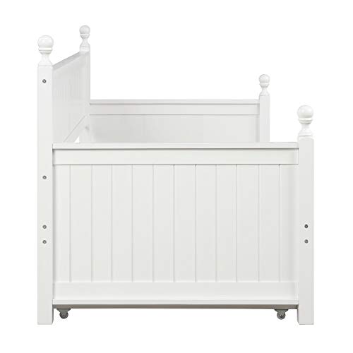 LCH Twin Size Daybed with Trundle, Wood Twin Trundle Daybed Frame, Dual-use Daybed Sofa Bed for Living Room,Guest Room,Children Room, No Box Spring Needed, Suitable for Bedroom, Apartment, White