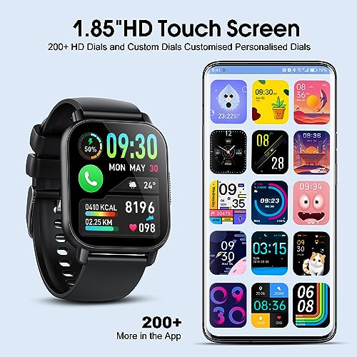 WeurGhy Smart Watch for Men Women(Answer/Make Call), 1.85" HD Fitness Watch with 112 Sport Modes, Activity Tracker with Heart Rate Monitor, IP68 Waterproof Smart Watch Compatible with Android iOS