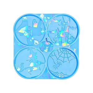 holographic coaster silicone mold halloween coffee tea tray cup mat epoxy resin casting mould diy home decor