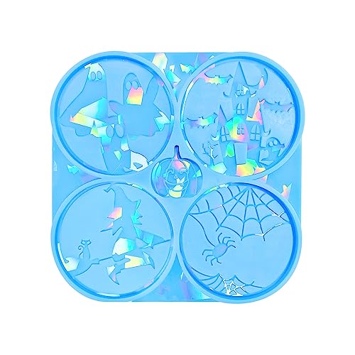 Holographic Coaster Silicone Mold Halloween Coffee Tea Tray Cup Mat Epoxy Resin Casting Mould DIY Home Decor