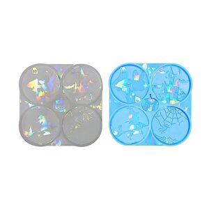 Holographic Coaster Silicone Mold Halloween Coffee Tea Tray Cup Mat Epoxy Resin Casting Mould DIY Home Decor