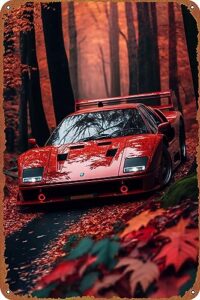 red ferrari f40 super car game poster tin sign cafe bar home wall art decoration retro metal tin sign 8x12 inch