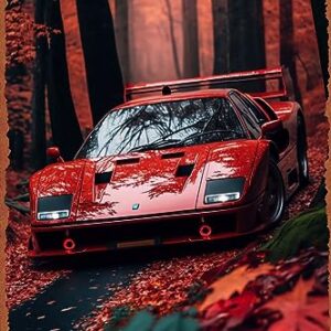 Red Ferrari F40 Super Car Game Poster Tin Sign Cafe bar Home Wall Art Decoration Retro Metal Tin Sign 8x12 inch