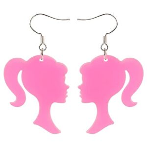pink earrings for women girls,earrings trendy red pink acrylic print love earrings for couples valentine's day gifts