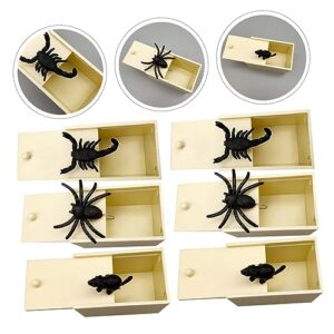 TOYANDONA Wood Toys Spider Trick 1 Set 6Pcs Manipulative Props Prank Toy Toys Gifts for Handmade Fun Practical Surprise Surprise Toys Spider Toys Plastic Gift Box Manual Wooden Toys