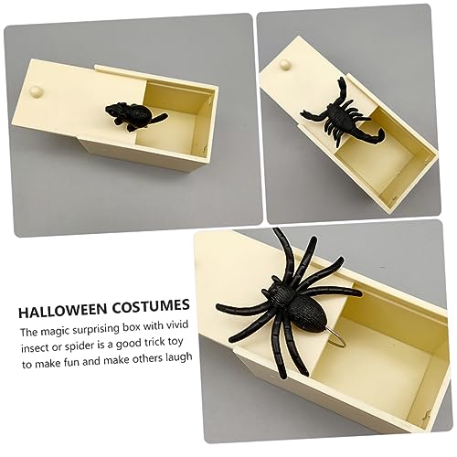 TOYANDONA Wood Toys Spider Trick 1 Set 6Pcs Manipulative Props Prank Toy Toys Gifts for Handmade Fun Practical Surprise Surprise Toys Spider Toys Plastic Gift Box Manual Wooden Toys