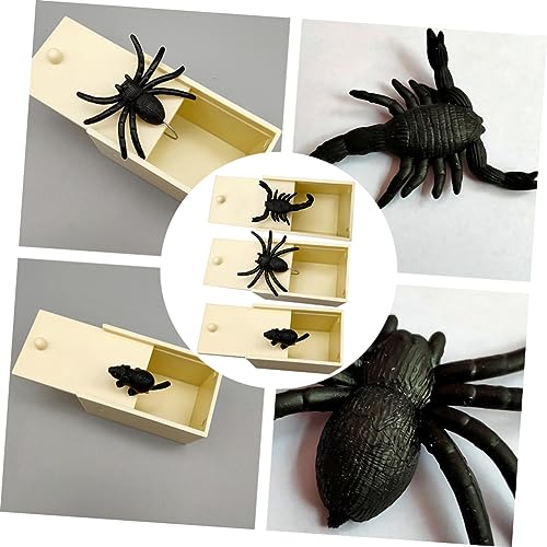 TOYANDONA Wood Toys Spider Trick 1 Set 6Pcs Manipulative Props Prank Toy Toys Gifts for Handmade Fun Practical Surprise Surprise Toys Spider Toys Plastic Gift Box Manual Wooden Toys