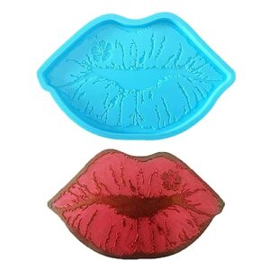 diy crystal epoxy mold, lip-shaped tray resin mould coaster tea plate silicone mold for diy crafts home decor