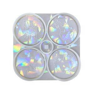 holographic coaster silicone mold coffee tea tray cup mat epoxy resin casting mould diy office home decors