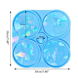 Holographic Coaster Silicone Mold Coffee Tea Tray Cup Mat Epoxy Resin Casting Mould DIY Office Home Decors