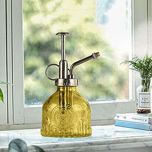 Flat Sprinkler Gardening Glass Retro Spray Watering Watering Air Pressure Can Can Watering Patio & Garden (Yellow, One Size)