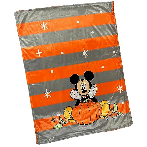 Baby Blankets - Personalized Mickey Mouse - Officially Licensed - Halloween Pumpkins Fleece Baby Blanket with Custom Name