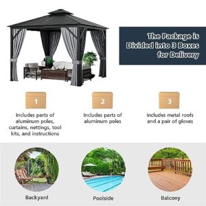 Clihome 10 x 10 Ft Double-Top Hardtop Gazebo Galvanized Steel Roof