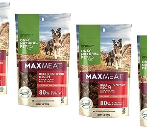 Only Natural Pet MaxMeat Holistic Air Dried Dry Dog Food Meal Topper - All Natural, High Protein, Grain Free and Limited Ingredient - Made with Real Meat - Beef with Pumpkin & Parsley 4 oz - Beef