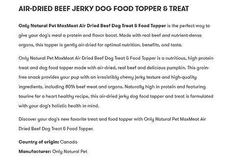 Only Natural Pet MaxMeat Holistic Air Dried Dry Dog Food Meal Topper - All Natural, High Protein, Grain Free and Limited Ingredient - Made with Real Meat - Beef with Pumpkin & Parsley 4 oz - Beef