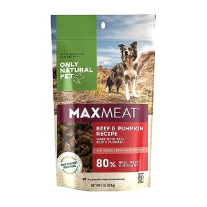 Only Natural Pet MaxMeat Holistic Air Dried Dry Dog Food Meal Topper - All Natural, High Protein, Grain Free and Limited Ingredient - Made with Real Meat - Beef with Pumpkin & Parsley 4 oz - Beef