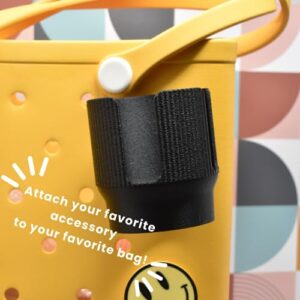 BAGLETS - Drink Holder for Stanley Cups & Beach Tote Bags | Conveniently Carry Drinks with Rubber Totes | Made in USA | Black