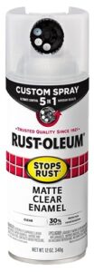 rust-oleum 376868 stops rust custom spray 5-in-1 spray paint, 12 oz, matte clear