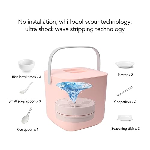 Portable Countertop Dishwasher, 2000mah 8.5V 2A Deep Timed Shutdown Mini Dishwasher for Apartment (Pink)