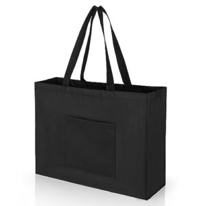 lily queen reusable grocery shopping bags black zipper tote bags with heavy duty