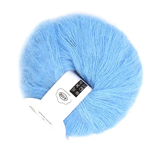 Soft Mohair Pashm Knit Angora Long Wool Yarn, Durable and Anti Pilling,Various Color, Hand Washable, Great for Scarves, Shawls, Sweaters, Hats, Shoes, Seat Cushions (08 Light Blue)