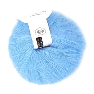 soft mohair pashm knit angora long wool yarn, durable and anti pilling,various color, hand washable, great for scarves, shawls, sweaters, hats, shoes, seat cushions (08 light blue)
