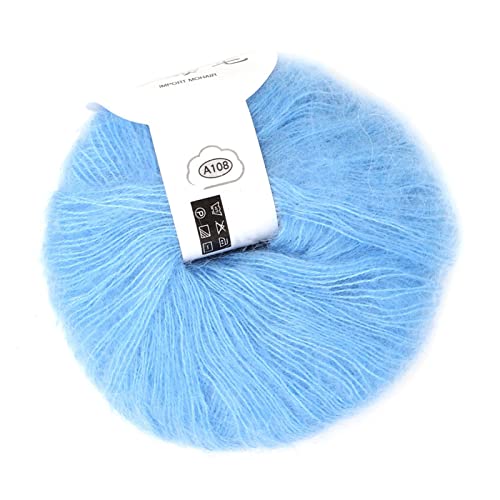 Soft Mohair Pashm Knit Angora Long Wool Yarn, Durable and Anti Pilling,Various Color, Hand Washable, Great for Scarves, Shawls, Sweaters, Hats, Shoes, Seat Cushions (08 Light Blue)