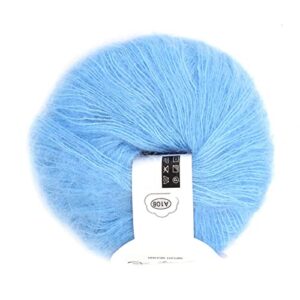 Soft Mohair Pashm Knit Angora Long Wool Yarn, Durable and Anti Pilling,Various Color, Hand Washable, Great for Scarves, Shawls, Sweaters, Hats, Shoes, Seat Cushions (08 Light Blue)