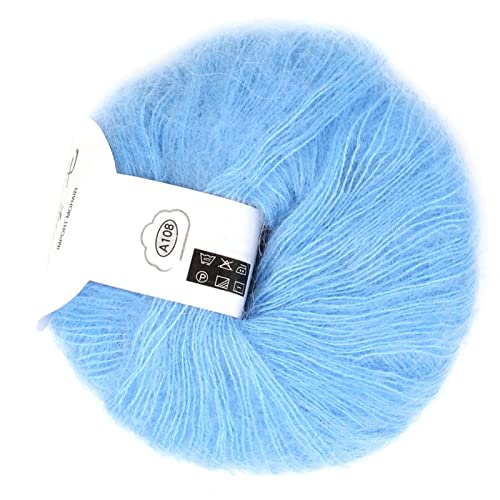 Soft Mohair Pashm Knit Angora Long Wool Yarn, Durable and Anti Pilling,Various Color, Hand Washable, Great for Scarves, Shawls, Sweaters, Hats, Shoes, Seat Cushions (08 Light Blue)