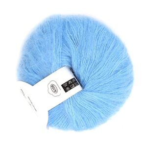 Soft Mohair Pashm Knit Angora Long Wool Yarn, Durable and Anti Pilling,Various Color, Hand Washable, Great for Scarves, Shawls, Sweaters, Hats, Shoes, Seat Cushions (08 Light Blue)