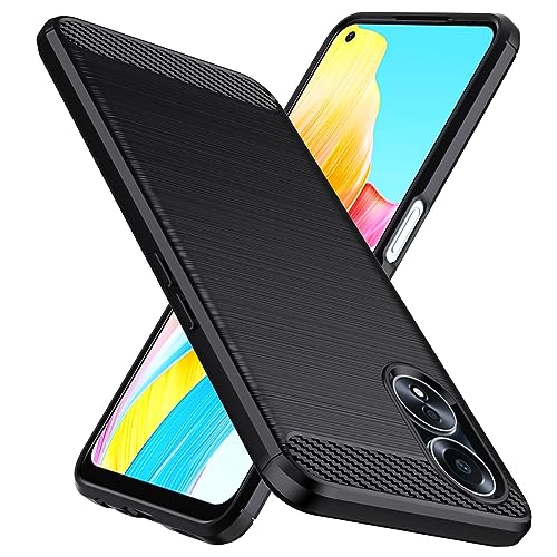 Natbok Compatible with Oppo A58 4G Case, Flexible TPU [Brushed Texture] [Anti-Slip] Shockproof Military Protection Bumper Phone Case,Slim Case Cover for Oppo A58 4G,Black