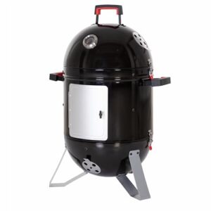 mfstudio 18" vertical smoker and bbq grill, pure porcelain-enameled smokey mountain cooker, heavy duty charcoal & woods outdoor grill for smoker, black