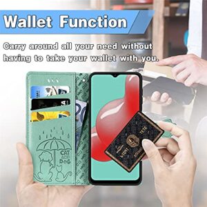 ONV Wallet Case for Oppo Realme 7 Pro - Sparkly Cute Animal Leather Folio Cover + Strap Card Holder Anti-Shock Kickstand Magnet Flip Case for Oppo Realme 7 Pro [MG] -Green