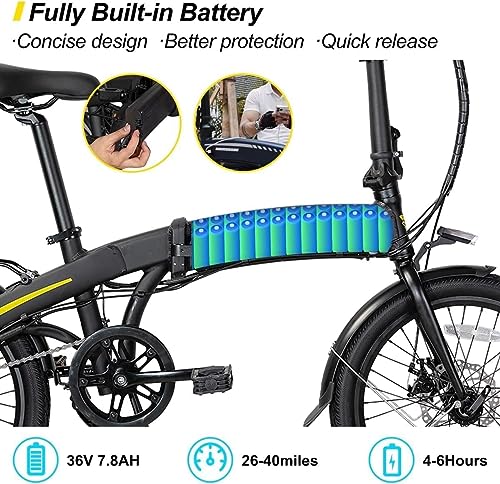 HILAND ROCKSHARK 20 inch Folding Electric Bike for Adults,Electirc Bicycle with 250W Motor,36V 7.8AH Removable Battery Shimano 7-Speed Electric Foldable Bicycles, Urban Ebike for Men Women