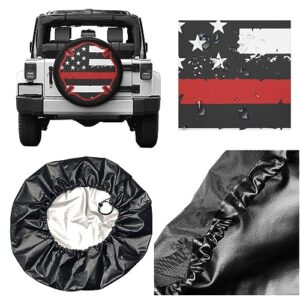 Firefighter Flag Tire Covers Spare Wheel Tire Cover Protectors Weatherproof Universal Fit Truck, Trailer Rv, SUV 14 Inch