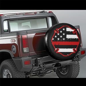 Firefighter Flag Tire Covers Spare Wheel Tire Cover Protectors Weatherproof Universal Fit Truck, Trailer Rv, SUV 14 Inch