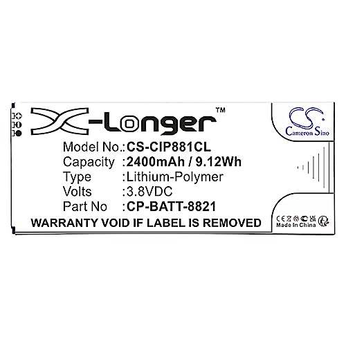 SunxSiaz Li-Polymer Battery, 2400mAh Replacement Battery GP-S10-374192-010H CP-BATT-8821 74-102376-01, for 8800