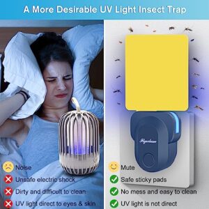 Flying Insect Trap Plug-in, 2023 Upgrade Plug-in Bug Catcher Mosquito Fruit Fly Trap Gnat Killer Indoor, Safe Non-Toxic UV Night Light Fly Trap with Sticky Trap for Flies, Gnats, Moths (Blue, 1 Pack)