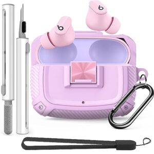 [upgrade secure lock] beats studio buds case(2021)/beats studio buds+case(2023), tpu anti-lost protective case cover for beats studio buds plus with accessories keychain/cleaning pen/lanyard
